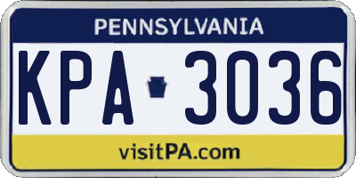 PA license plate KPA3036
