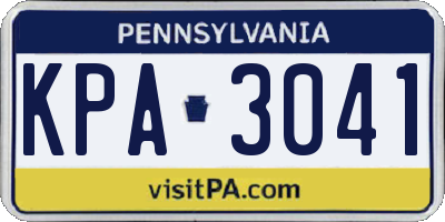 PA license plate KPA3041