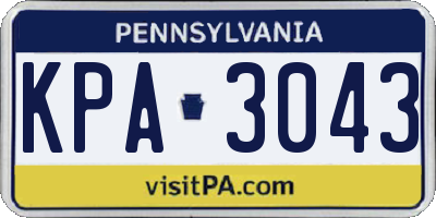 PA license plate KPA3043