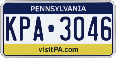 PA license plate KPA3046