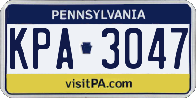 PA license plate KPA3047