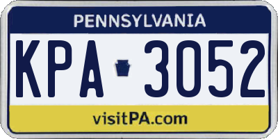 PA license plate KPA3052