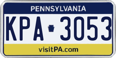 PA license plate KPA3053