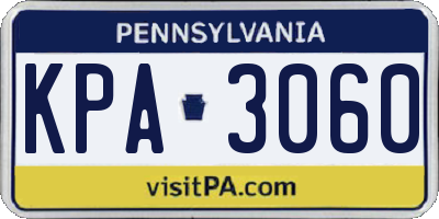 PA license plate KPA3060