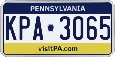 PA license plate KPA3065
