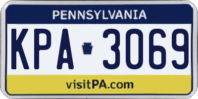 PA license plate KPA3069
