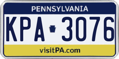 PA license plate KPA3076
