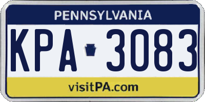 PA license plate KPA3083