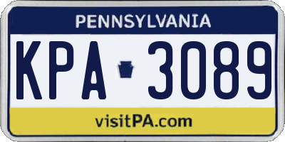 PA license plate KPA3089