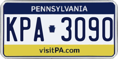 PA license plate KPA3090