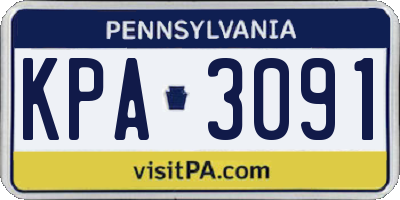 PA license plate KPA3091