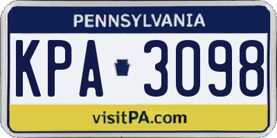 PA license plate KPA3098
