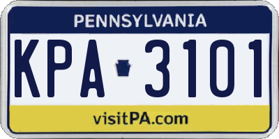 PA license plate KPA3101