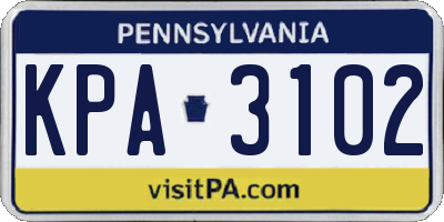 PA license plate KPA3102