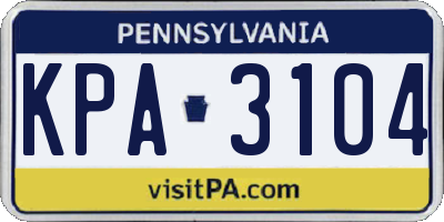 PA license plate KPA3104