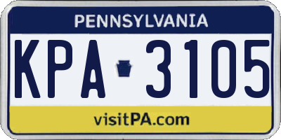 PA license plate KPA3105