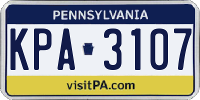 PA license plate KPA3107