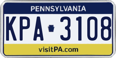 PA license plate KPA3108