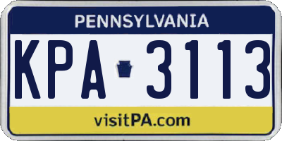 PA license plate KPA3113