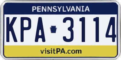 PA license plate KPA3114
