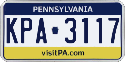 PA license plate KPA3117