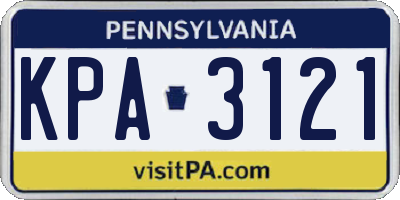 PA license plate KPA3121