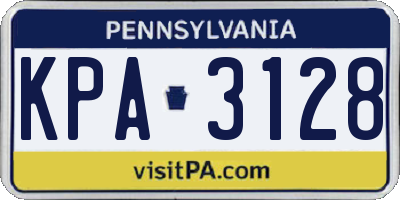 PA license plate KPA3128