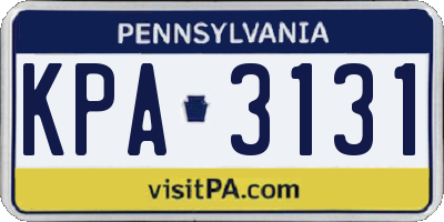 PA license plate KPA3131