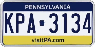 PA license plate KPA3134