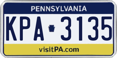 PA license plate KPA3135