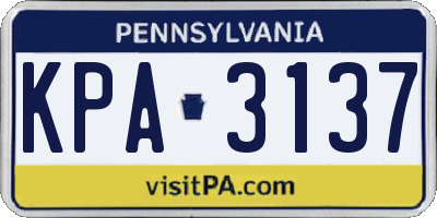 PA license plate KPA3137