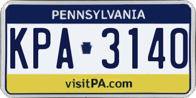 PA license plate KPA3140