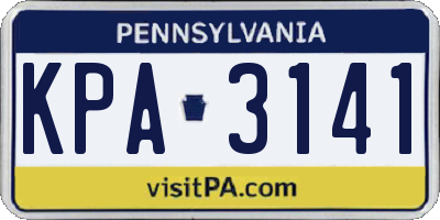 PA license plate KPA3141