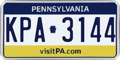 PA license plate KPA3144