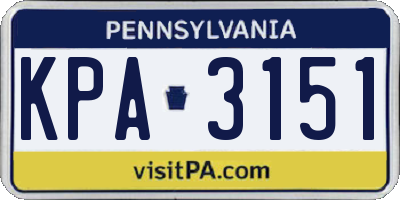 PA license plate KPA3151