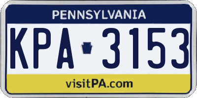 PA license plate KPA3153