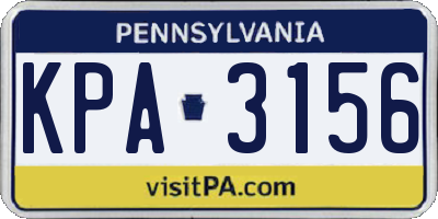 PA license plate KPA3156