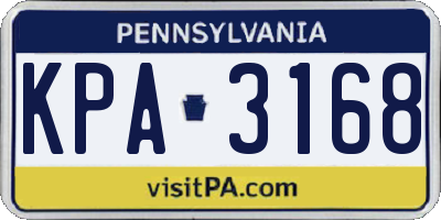 PA license plate KPA3168