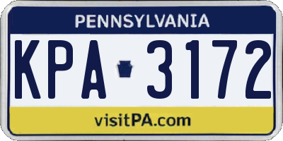 PA license plate KPA3172