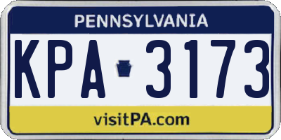 PA license plate KPA3173