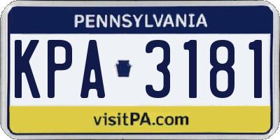 PA license plate KPA3181