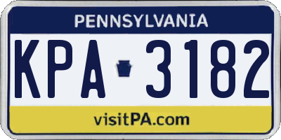 PA license plate KPA3182