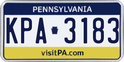 PA license plate KPA3183