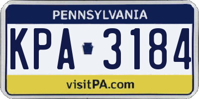 PA license plate KPA3184