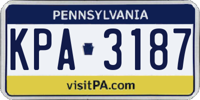 PA license plate KPA3187