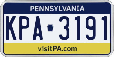 PA license plate KPA3191