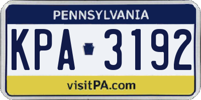 PA license plate KPA3192