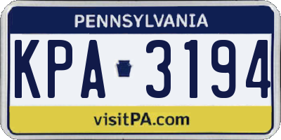 PA license plate KPA3194