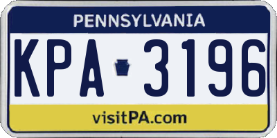 PA license plate KPA3196