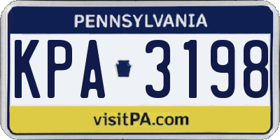 PA license plate KPA3198